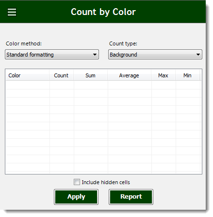 Excel Count by Color Max Min Average