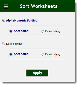 excel sort worksheets