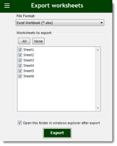 Excel Export Sheets - Zbrainsoft