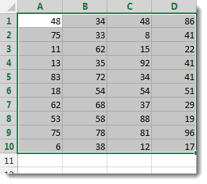 Before: an Excel column containing repeated values with nothing highlighted