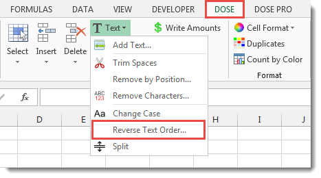 how to reverse text order in excel