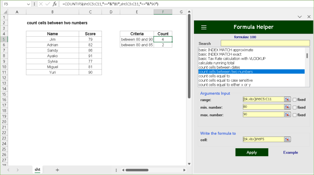 Excel Formula Helper